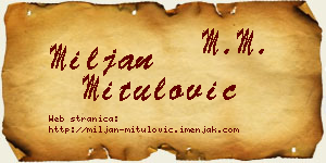 Miljan Mitulović vizit kartica